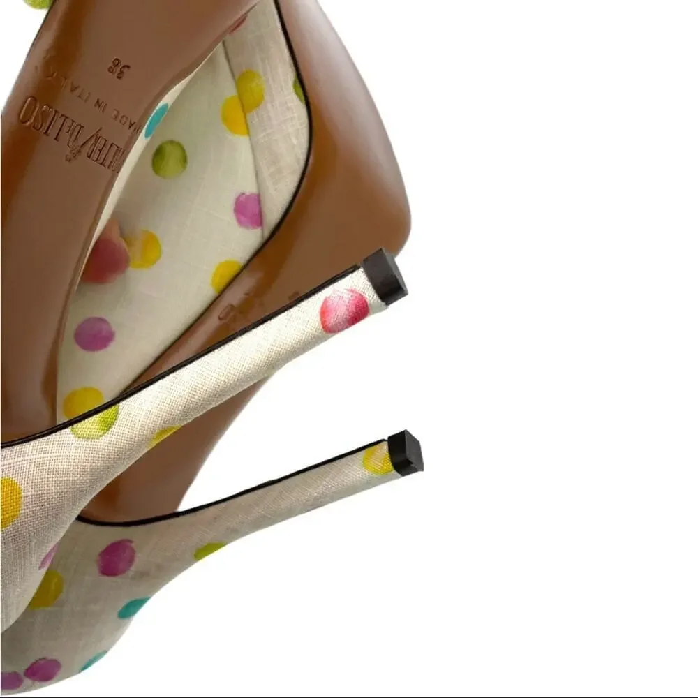Palter DeLiso Polka Dot Bow Platform Heels 7.5